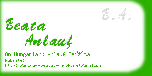 beata anlauf business card